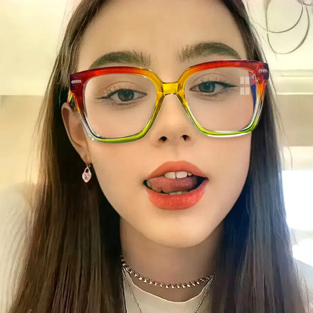 Colourful Clear Fashion Ladies Women Oversized Anti Blue Light Glasses Frame Optical Eyewear Square Anti Uv Glasses Blue Light