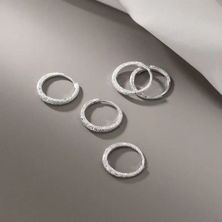 Fashion 925 Sterling Silver 15MM 20MM Frosted Circle Round Hoop Earrings for Girls' Friend Fine Jewelry Gifts