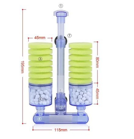 XINYOU XY-2882 Green Bio Sponge Plastic Aquarium Filter Cylindrical Shape 200L Capacity