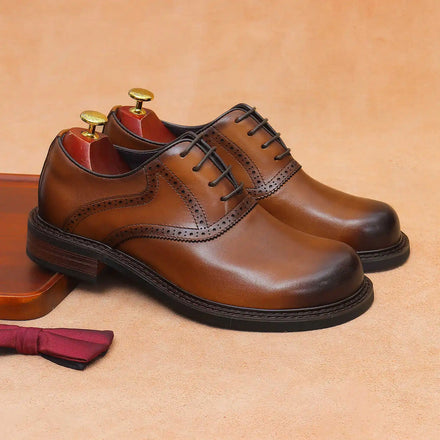 New Design Plus Size Men's Breathable Cow Genuine Leather Oxford Shoes Formal Business Office Career Professional Dress Shoes