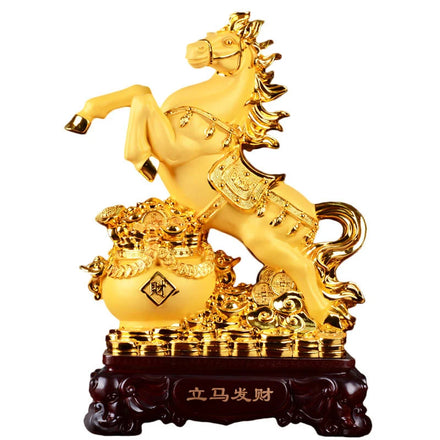2025 Chinese 43cm Zodiac Horse Statue Sand Gold Feng Shui Arts Horse Figurine Home Decoration