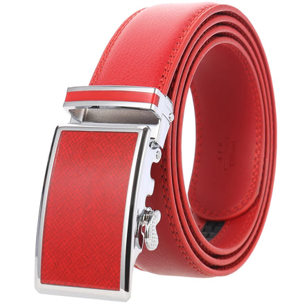 LY36-00008-1 Automatic Buckle Belt Wholesale Belts Factory Genuine Leather for Men Black Business Red White Light Cow Blue Item