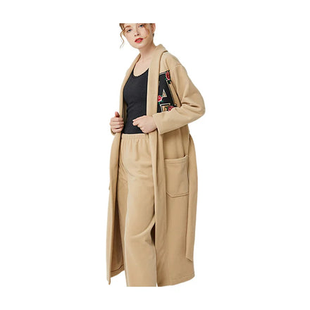 Spring Autumn New Home Dress Ladies Double-sided Polar Fleece Pajamas EU US Plus Size Long Coat + Pants Set Home Nightgown Women