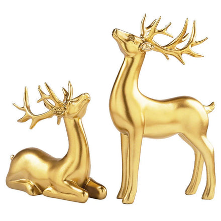 2023 Factory Direct Sales Painting Golden Deer Animal Resin Crafts Ornaments Light Luxury Resin Deer Statue Animal for Home