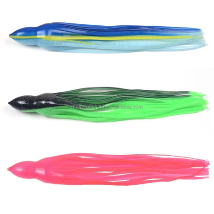 PVC UV Enhanced Squid Replacement Green Pink Stripes Marlin Lure Soft Bait Big Game Trolling Skirt No Hooks