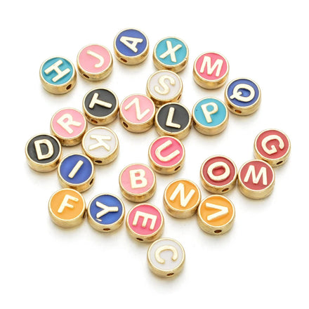 Hot Popular Letter Beads Colorful Alphabet Metal Accessory Jewelry Metal Beads for Jewelry DIY Bead