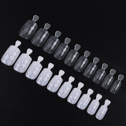 500pcs Rhombus Surface Artificial Finger Nails False Nail Tips Clear Natural Color Full Cover Nail Tip