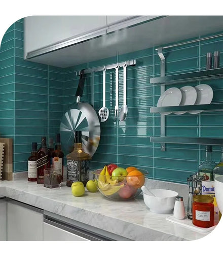 60X280 Mosaic Splashback Interior Washroom Glossy Dark Green Mosaic Subway Tile Rectangle Dark Green Brick Subway Wall Tiles