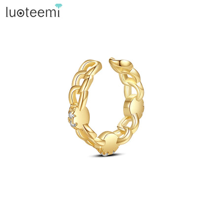 CZCITY Lady 925 Silver Cuff Woman Earing Sterling Small Hoop Geometric Beautiful Korean C Shape Earrings