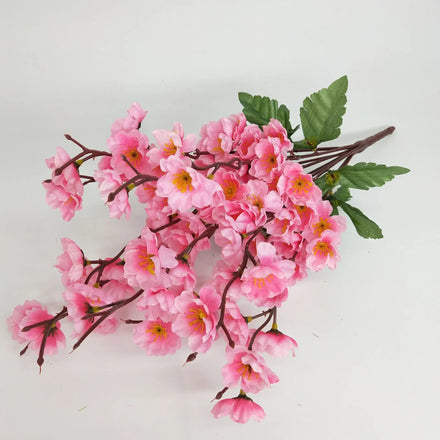 Wholesale Simulated Silk Peach Blossom Flowers 9 Forks Artificial Peach Blossom Bouquet for Decor