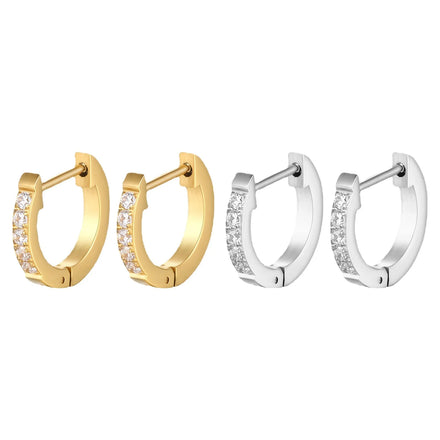 Wholesale Stainless Steel Hoop Zircon Beads Paving Gold Plated Earrings Jewelry for Women China Manufacturer Factory Supplier