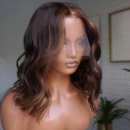 Wholesale100% Virgin Brazilian Hair Highlights Body Wave Cuticle Aligned HD Lace Bob Wig