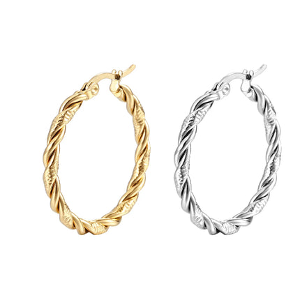 Wholesale Stainless Steel Twist Hoop 3cm Earring Gold Plated Earrings Jewelry for Women China Manufacturer Factory Supplier