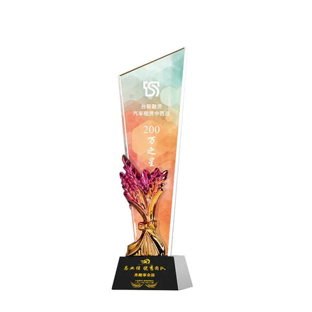 New Design Crystal Awards Color Printed Crystal Trophy
