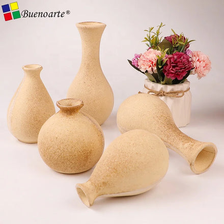 Buenoarte Modern Brush Pot Vase Base Wood Material for DIY Glass Mosaic Tile Craft and Room Decoration Educational Toy
