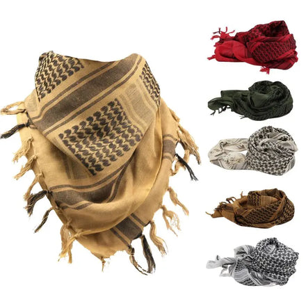 High Quality Classical 100% Cotton Arab Scarf 110*110cm Tactical Desert Keffiyeh Outdoor Windproof Shemagh