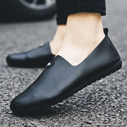 Summer Casual Breathable Pu Leather Shoes Lazy One Outdoor Walking Shoes Large Size Driving Shoes
