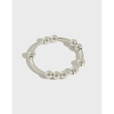 S990 Sterling Beaded Silver Smart Rings Rotating Rings for Girls Couple Decompression Anxiety Fine Jewelry Ring Women Gift