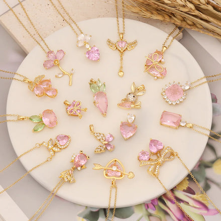 Multicolor Glass Fine Jewelry Necklaces Fashion Chain Choker Gift Butterfly Pendant Necklace Lady Collar Zircon Necklace