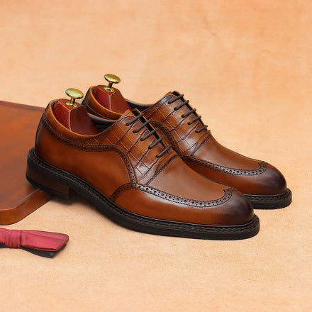 New Design Plus Size Men's Breathable Cow Genuine Leather Oxford Shoes Formal Business Office Career Professional Dress Shoes