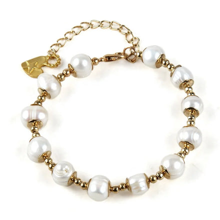 Beautiful Classic Women Jewelry Stretch Heart Pendant Adjustable Bracelet Pink White Freshwater Pearl Bracelets