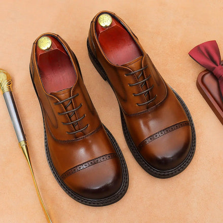 New Design Plus Size Men's Breathable Cow Genuine Leather Oxford Shoes Formal Business Office Career Professional Dress Shoes