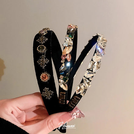 HOVANCI Shinny Crystal Girls Hairband Diamond Rhinestone Hair Accessories Korean Soft Zircon Hairband Bridal With Crown
