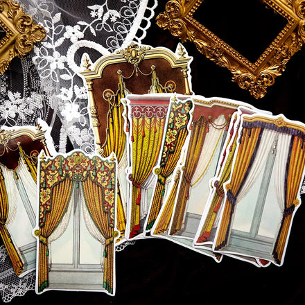 12Pieces/Pack Stickers Window Sill Series Border Base Retro Material Collage Idy Journal Decoration 4 Models
