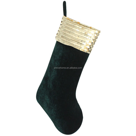 Wholesale Christmas Stocking Decor Colorful Velvet Gift Bag with Glitter Cuff Stocking Decor for Festive Gifting