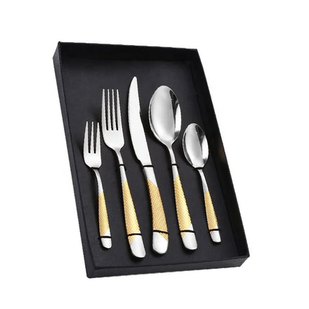 Creative Stainless Steel Star Diamond Handle Cutlery Set Restaurant Serving Spoon Gold Flatware