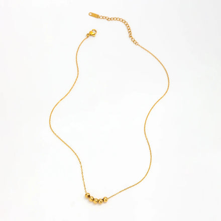 Fenny 18K PVD Plated Minimalist Permanent Gold Beads Pendant Necklace for Women Stainless Steel Jewelry Wholesale