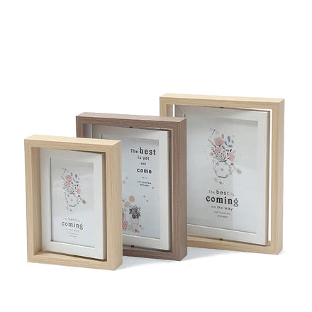 Wholesale Transparent Double Sided Glass Picture Wooden Frame and Clear Acrylic Floating Photo Frame Wall Art