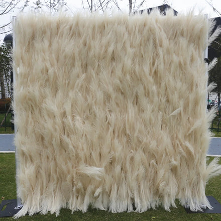 Outdoor Wedding Decor champagne Artificial Pampas Grass Wall Roll up Flower Wall Backdrop