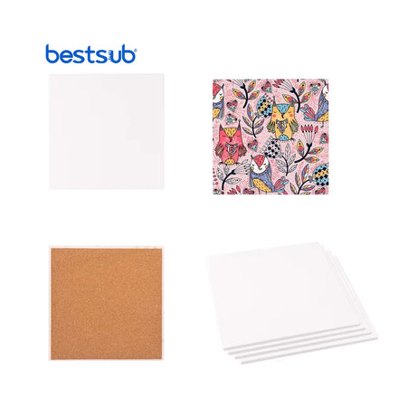 Wholesale 20*20cm Square Ceramic Car Coaster Personalized Sublimation Blanks with Heating Pot Cork Mug Classic Style