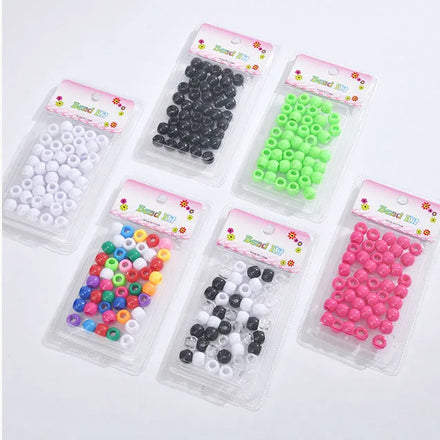 Colorful Pony Beads Fashion Big Hole Beads Kids DIY Bracelet Necklace Making Hand Crafts Girls Bulk Hair Beads Wholesale