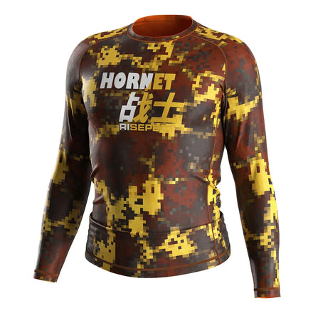 Camo Men's BJJ Rashguard with Silicone Anti-Slip 4-Way Stretch Fade-Proof Print for MMA and Wrestling