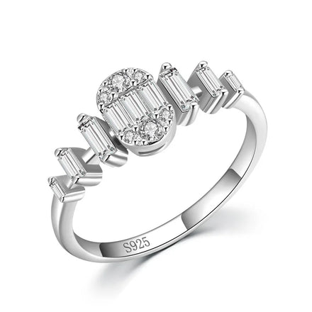 Ada Jewelry Anel Prata 925 Women's Sterling Silver Emerald Cut Zircons Ring for Wedding