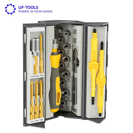 KS-840121 33-Piece Chrome Vanadium Steel Bicycle Repair Combo Wrench Screwdriver Set Hand Tools for DIY Home Use Color Box
