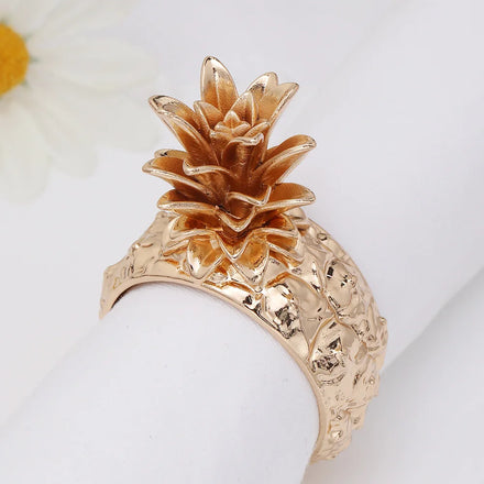 Ychon New Creative Wedding Metal Pineapple Napkin Buckle Golden Western Food Napkin Ring