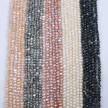 Zhuji Pearls 3-4mm Real Freshwater Natural Baroque Pearl Jewelry Beads Strand AA Grade Third Party Certified As Picture