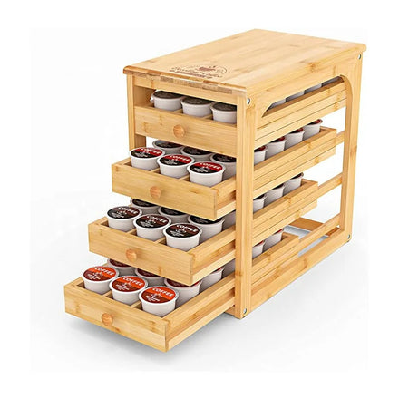 Wholesale Youlike Wood Rack 2-tier Bamboo Coffee Pod Holder Storage Organizer with Drawer