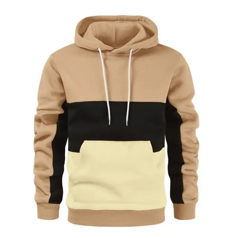 Fall Winter Hodie Casual Patchwork Hood Pullover Sweatshirts Custom logo Color Block Long Sleeve Men's Hoodies