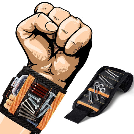 Adjustable Drill Bit Bag Hook and Loop Strong Magnets Nails Screw Holder Elastic Wristband Belt for Tool Storage