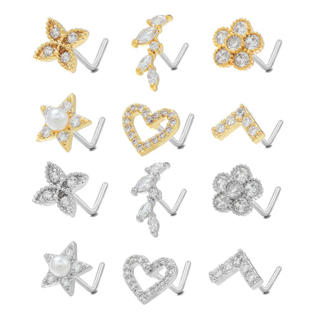 ZUOLA 20G Fine Screw L Zircon Nose Nail Piercing Nose Unique Jewelry New Popular Foreign Wholesale Beautiful Diamonds Nose Studs