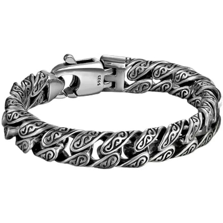 Hip Hop Jewelry Punk Cool Men Bangle Gothic Jewelry Black Retro Silver Plated Man Bracelet