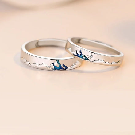 Couple Ring for Wedding Jewelry Valentine's Day Gift Open Adjustable Ring Mountains and Seas Fashion Couple Ring for Men Women
