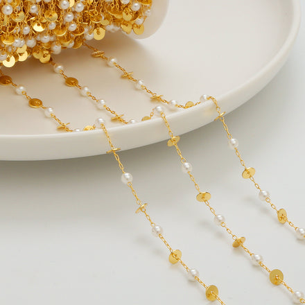 18K Gold Plated Brass Chains High Color Preserving Circular Loose Chain DIY Handmade Necklace Pearl Chain for Jewelry Making