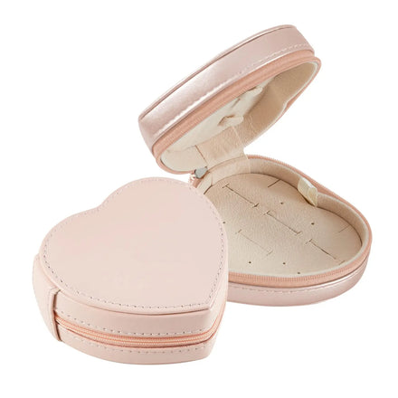 Heart Shape Custom Logo Gift Jewelry Box with Velvet Lining Cube Design Small Portable Travel Case