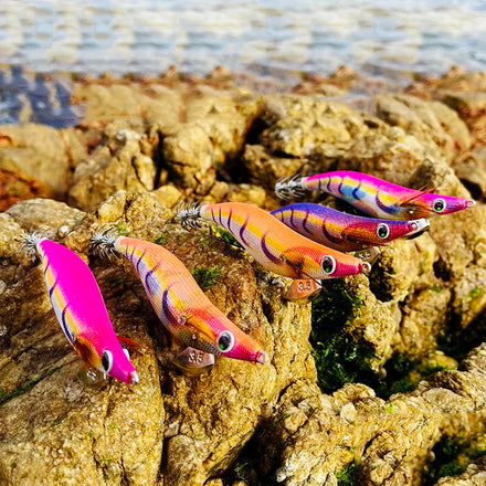 Japanese Umbrella Hook 3.5# Luminous EGI Squid Jig Lure Wooden Shrimp Egi Jigging Octopus Fishing Lure