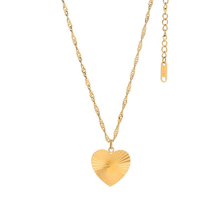 Classic Stainless Steel 18K PVD Plating Twisted Chain Heart Pendant Waterproof Tarnish Free Jewelry for Woman Party